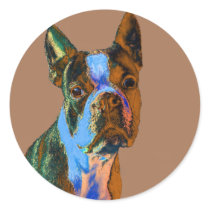 Colorful Boston Terrier Round Stickers