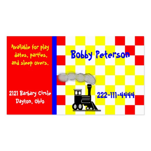 Colorful Boy's calling card Business Card Template (front side)
