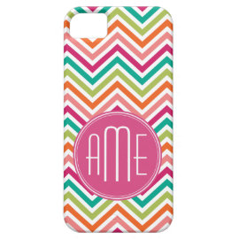 Colorful Bright Chevrons with Custom Monogram Cover For iPhone 5/5S