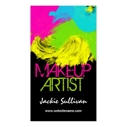 Colorful Brushstrokes Makeup Artist Business Cards