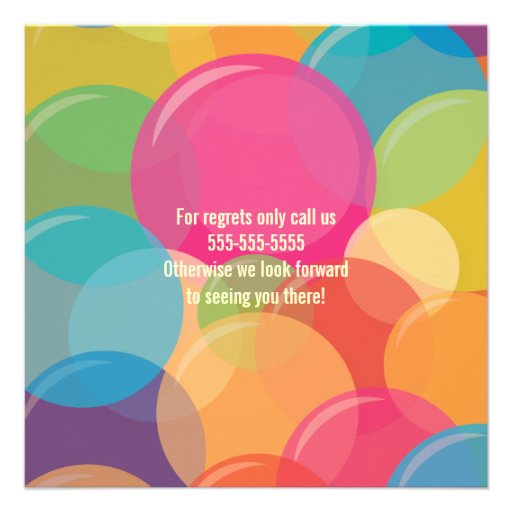 Colorful Bubble Party Birthday Invitation