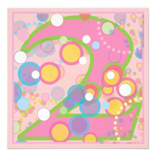Colorful Bubbles 2nd Birthday Party Invitation