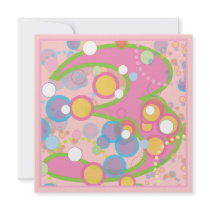 Colorful Bubbles 3rd Birthday Party Invitation