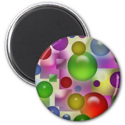 Colorful Bubbles And Squares Refrigerator Magnet