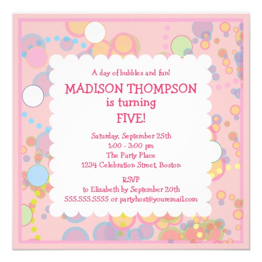 Colorful Bubbles Any Age Birthday Party Invitation