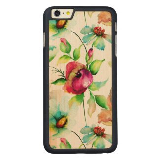 Colorful Budding Roses Watercolor Illustration Carved® Maple iPhone 6 Plus Case