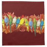 Colorful budgies pattern cloth napkin