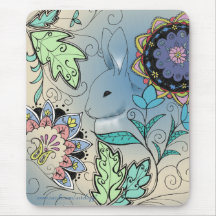 Colorful Bunny Mouse Pad (vertical)