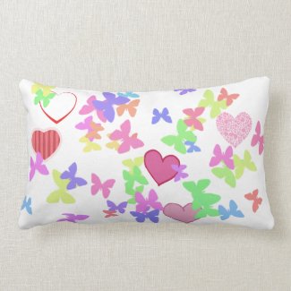 colorful butterflies and loving hearts mojo_throwpillow