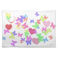 colorful butterflies and loving hearts place mat