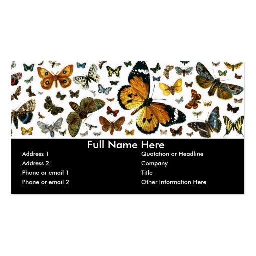 Colorful Butterflies Antiquarian Image Bookmark Business Card Template (front side)