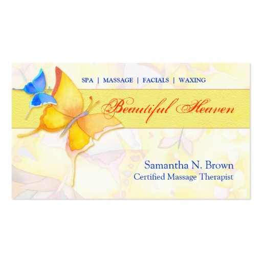 Colorful Butterflies: Spa/Massage Business Cards