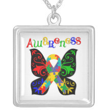 Colorful Butterfly Autism Awareness Necklace