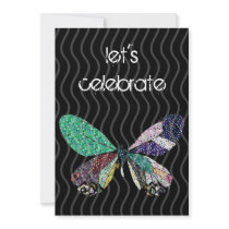 colorful butterfly birthday invitation party