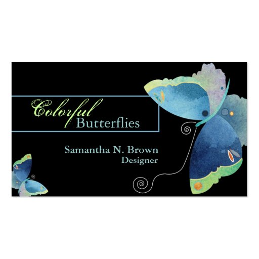 Colorful Butterfly: Designer Business Cards (front side)
