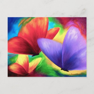 Colorful Butterflies on Colorful Butterfly Painting   Multi Post Card From Zazzle Com