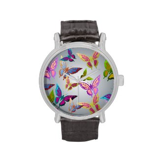 Colorful Butterfly Pattern Wrist Watch