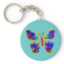 Colorful Butterfly Spray Art Keychain