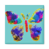 Colorful Butterfly Spray Art Fridge Magnets