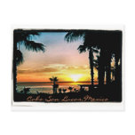 colorful cabo sunset postcard with text