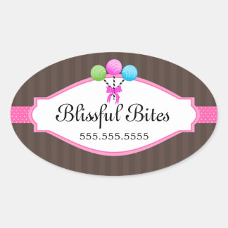 Colorful Cake Pops Bakery Box Seals Oval Sticker