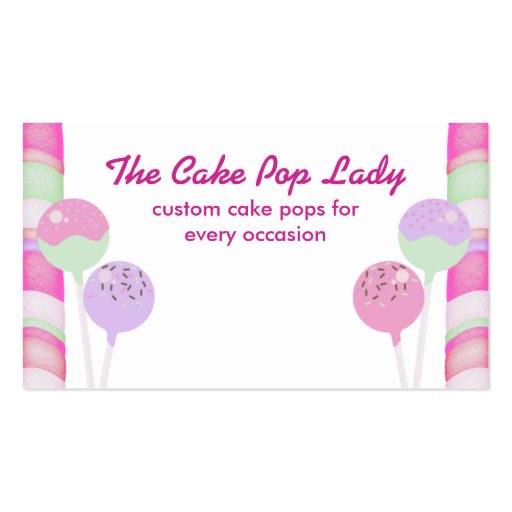 Colorful cake pops baking bakery business cards (front side)