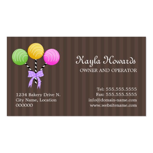 Colorful Cake Pops Business Cards (back side)