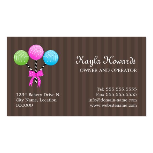 Colorful Cake Pops Business Cards (back side)