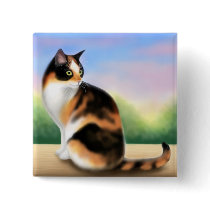 Colorful Calico Cat Pin buttons