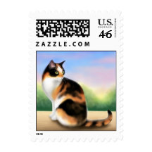 Colorful Calico Cat Postage