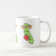 Colorful California Map Gifts and Tees Mugs