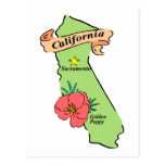 Colorful California Map Gifts and Tees Post Cards