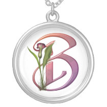 Colorful Calla Initial B Personalized Necklace