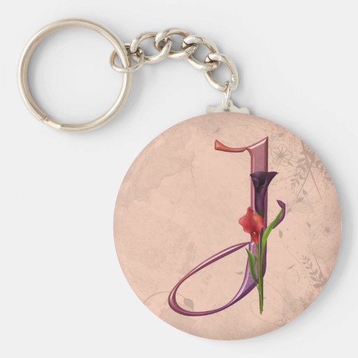 Colorful Calla Initial J Keychain Zazzle