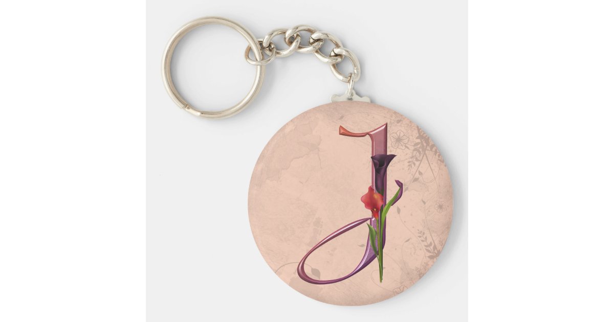 Colorful Calla Initial J Keychain Zazzle