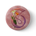 Colorful Calla Initial T Pinback Button