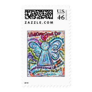 Colorful Cancer Angel Painting stamp