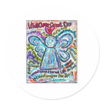 Colorful Cancer Angel Painting stickers by donnabellasangels Colorful Cancer Angel Painting stickers