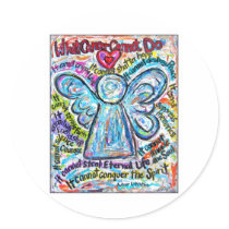 Colorful Cancer Angel Painting stickers by donnabellasangels Colorful Cancer Angel Painting stickers