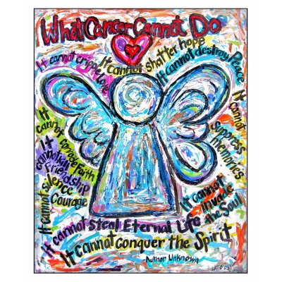 Colorful Cancer Angel T-shirt (Back is Blank) by donnabellasangels