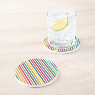 Colorful Candy Stripes Beverage Coasters