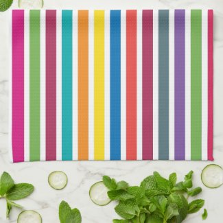 Colorful Candy Stripes Kitchen Towel
