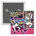 Colorful Carousel Horse at Carnival Photo Gifts Button