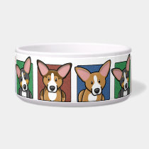 Colorful Cartoon Pembroke Welsh Corgis pet bowls