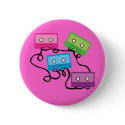 Colorful Cassette Tapes buttons