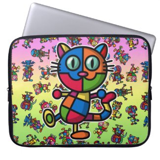 colorful cat2 laptop computer sleeve