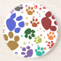 colorful cat paws coasters