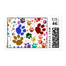 colorful cat paws stamp