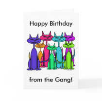 Colorful Cats Happy Birthday Card