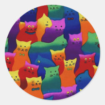 Colorful Cats Round Sticker